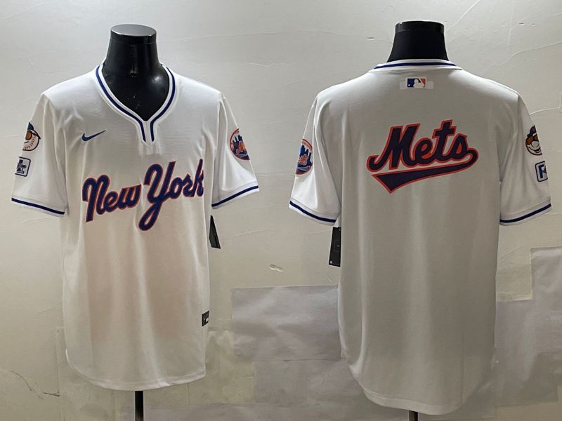 Men New York Mets Blank White Throwback Game 2025 Nike MLB Jersey style 3